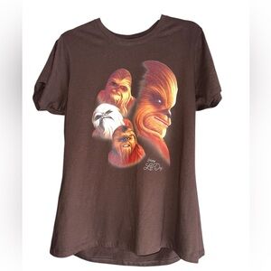 Star Wars Chewbacca and Wookies Brown Graphic T Shirt